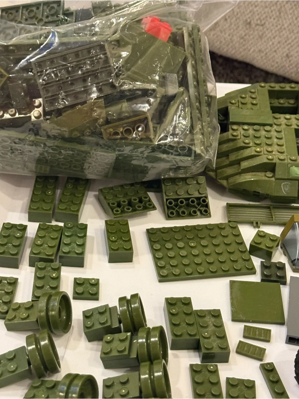 Army vehicle blocks pieces parts elements lot